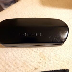 Diesel Black Leather Clam Shell Eye Glass/Sunglass Case "Only The Brave"